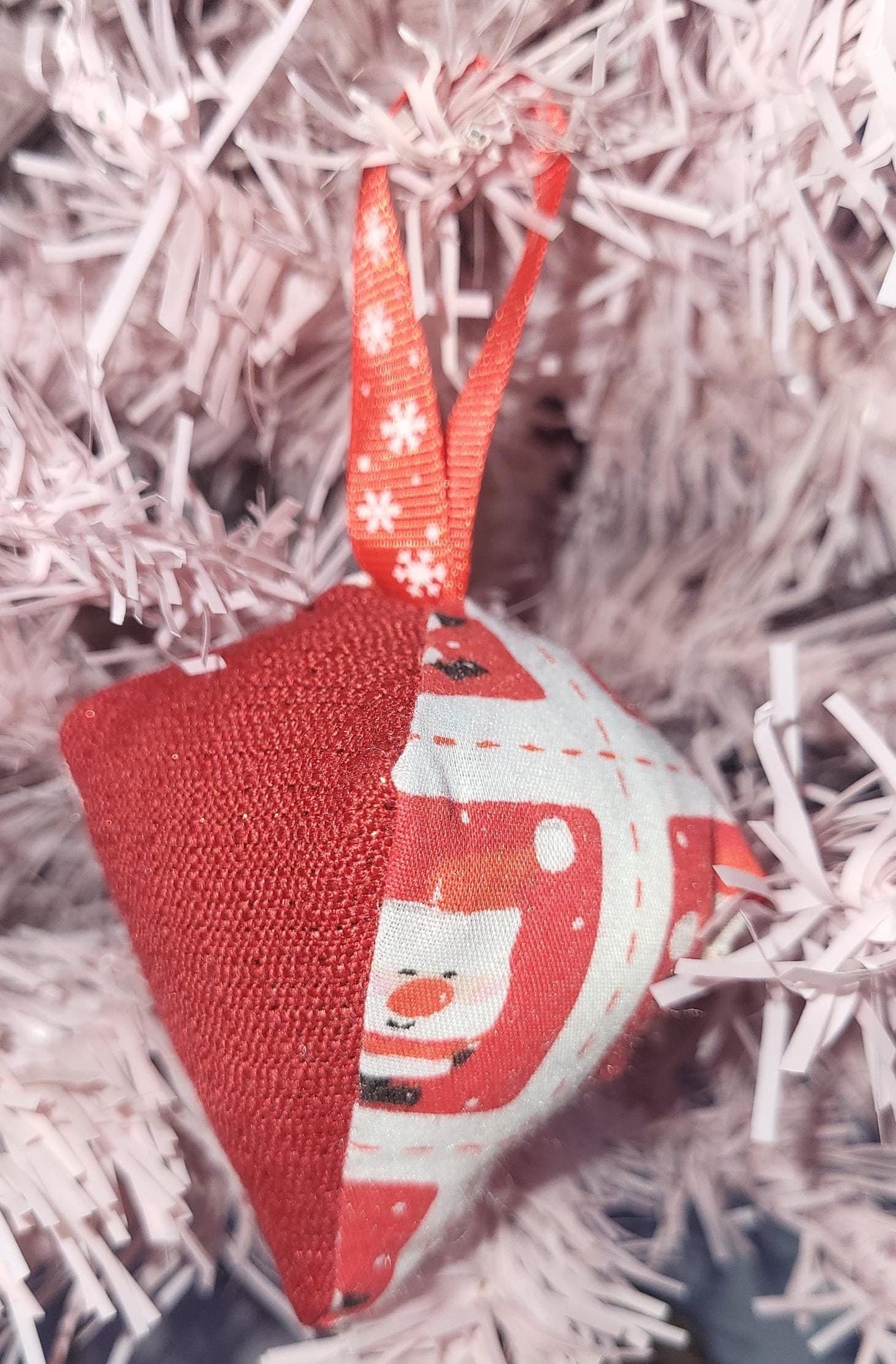 Handmade Santa Fabric Christmas Ornament: Glittery Tree Decoration