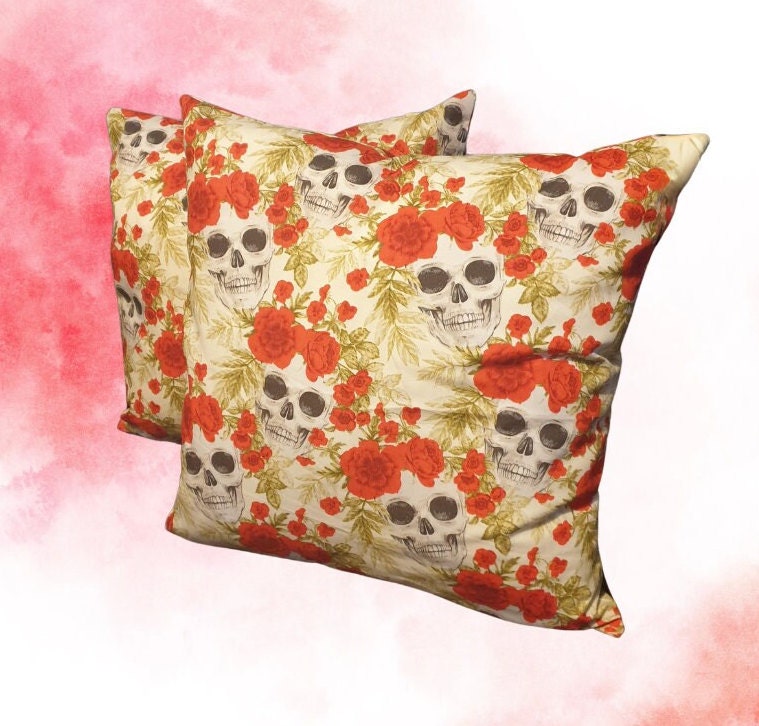 Skull and Roses Cushions: Alternative Halloween Home Decor
