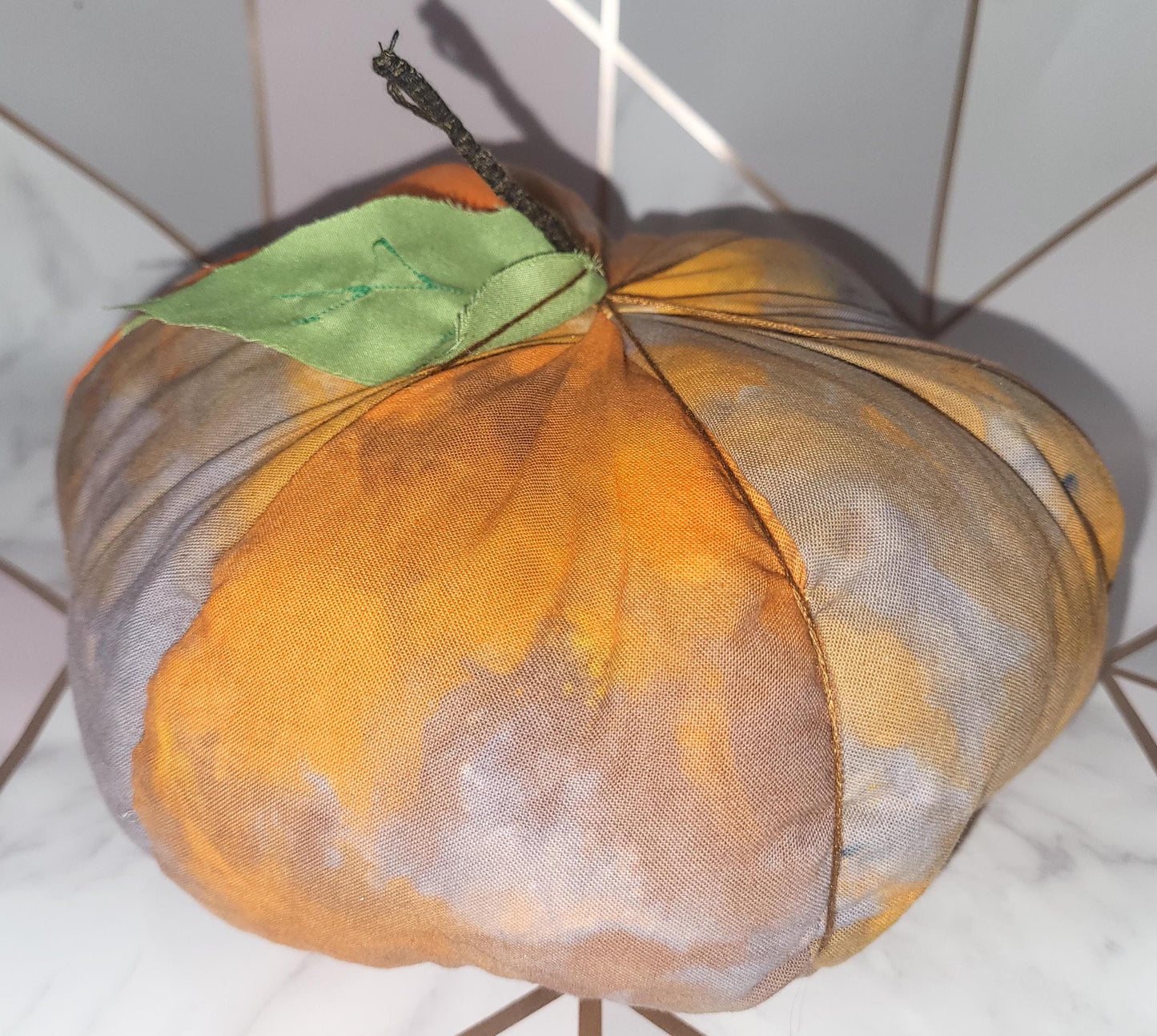 Handmade Orange Fabric Pumpkins: Halloween Spooky Decor (Set of 2)