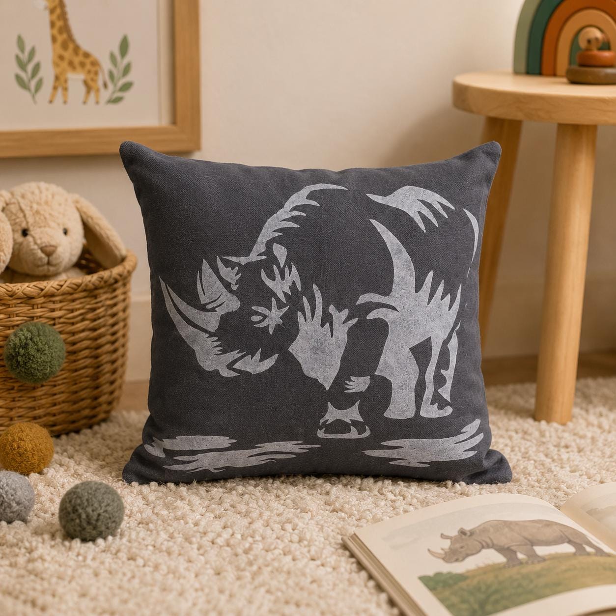 Handprinted Safari Pillows: Wild Animal Nursery Decor, Animal Lover Gift