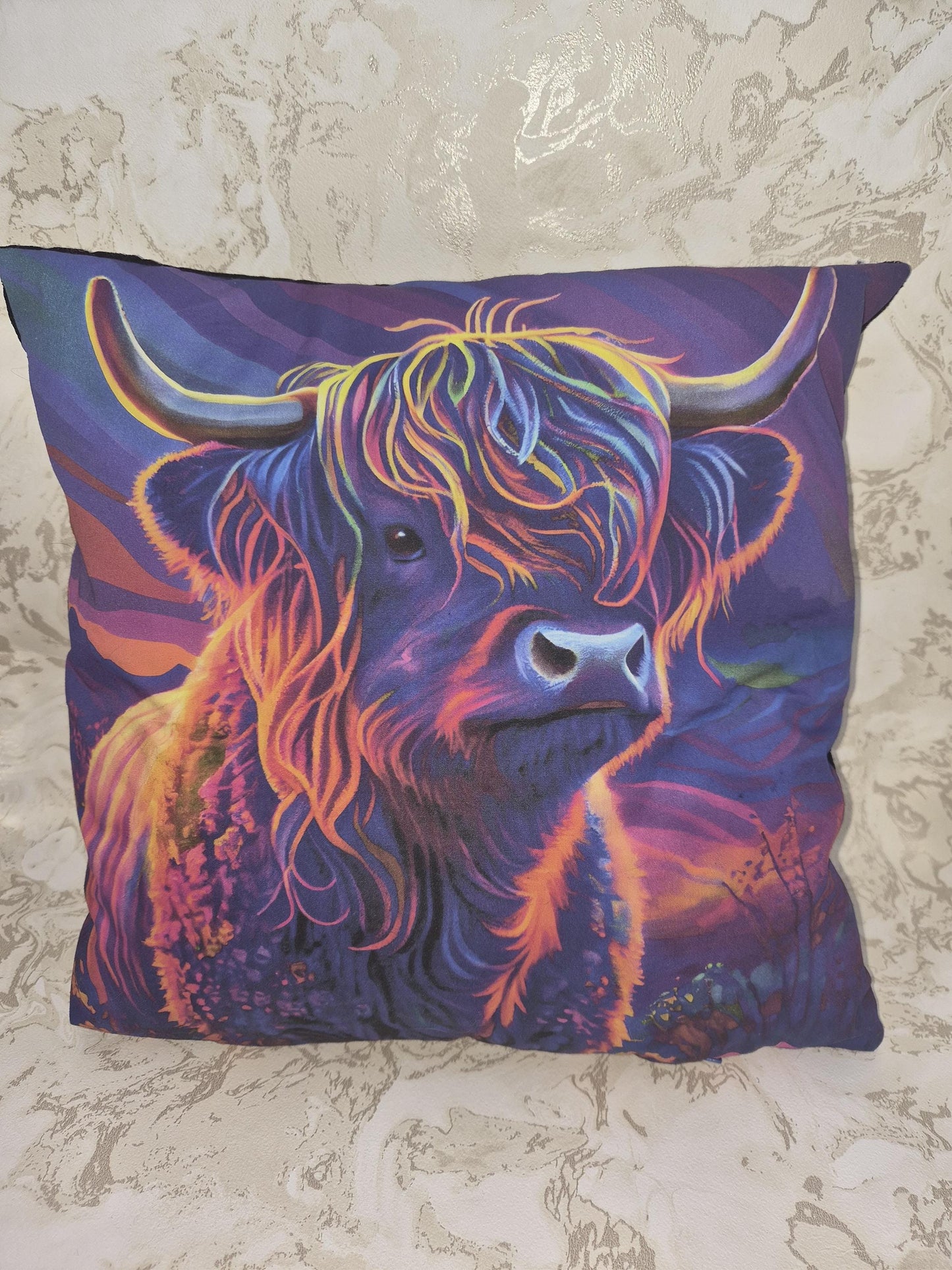 Vibrant Highland Cow Cushions | Colourful Scottish Accent Pillows (30x30cm)