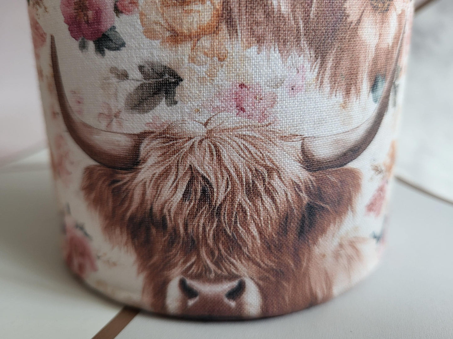 Highland Cow Fabric LED Lantern: Farmhouse Tealight Holder