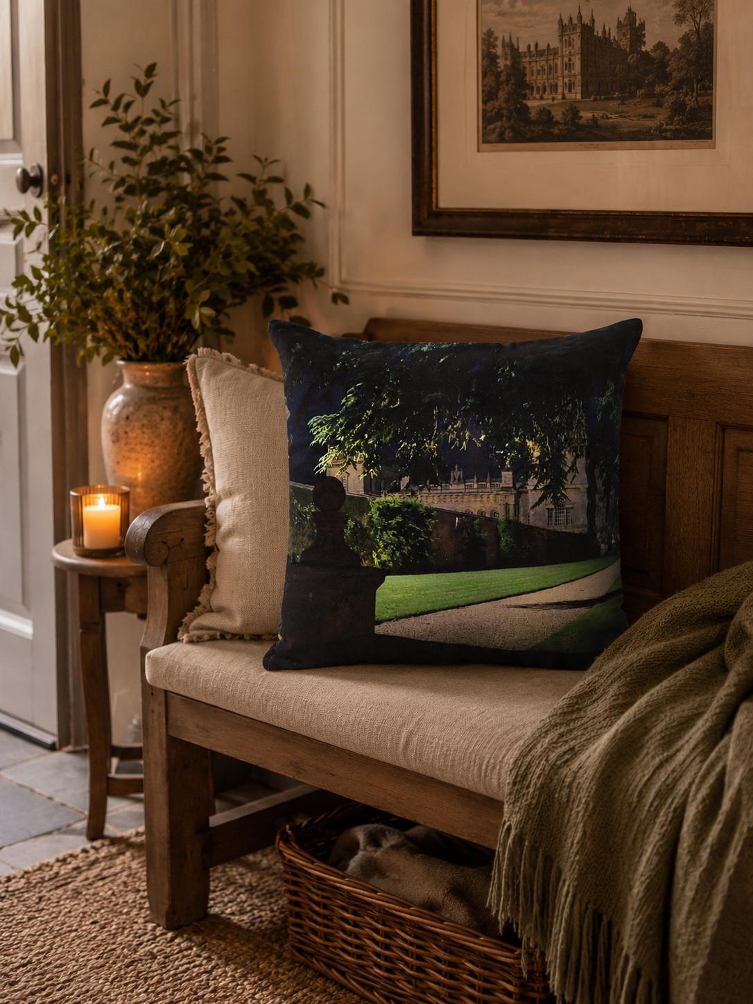 Grimsthorpe Castle Cushion Cover | Heritage Style, Hand-Dyed Backing (30x30cm)