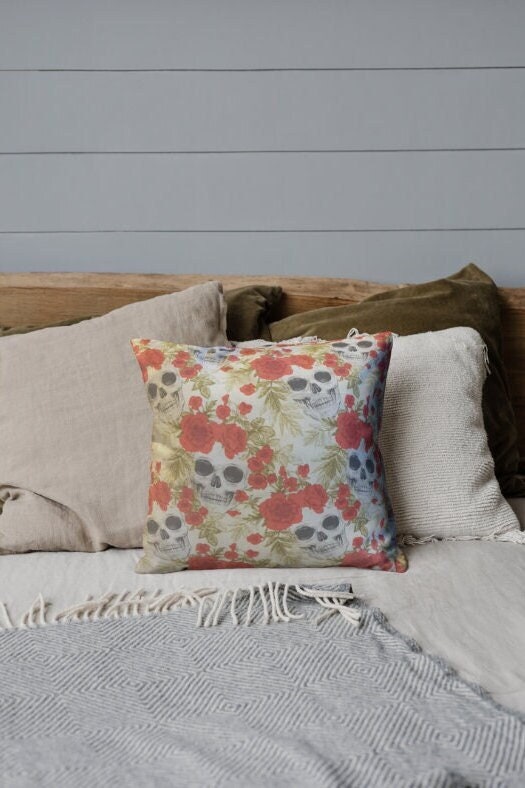 Skull and Roses Cushions: Alternative Halloween Home Decor