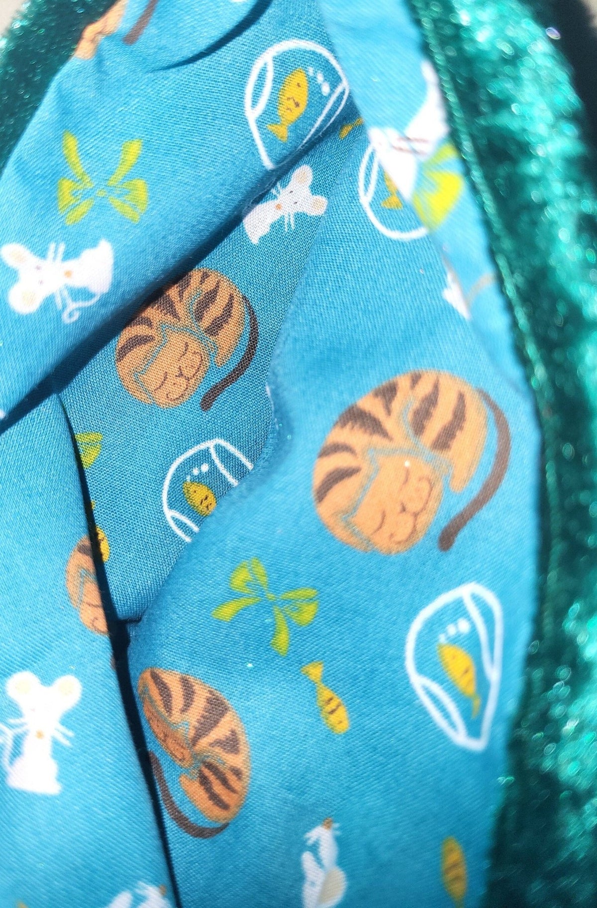 Cat Christmas Stocking: Emerald Velvet Trim, Feline Lover Gift - KJ Designs