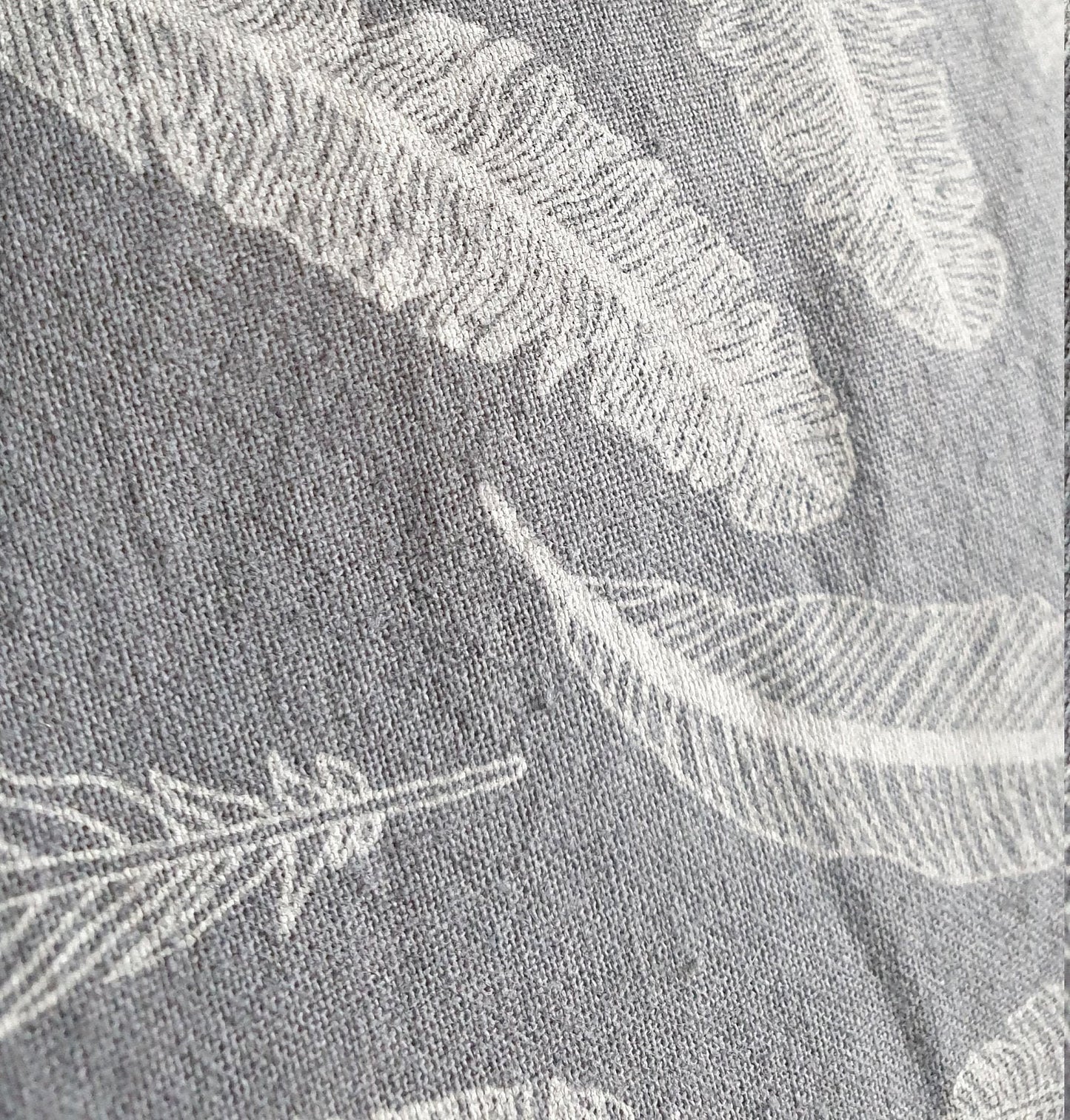 Feather Print Grey Cushion Cover: Hand-Dyed Minimalist Decor