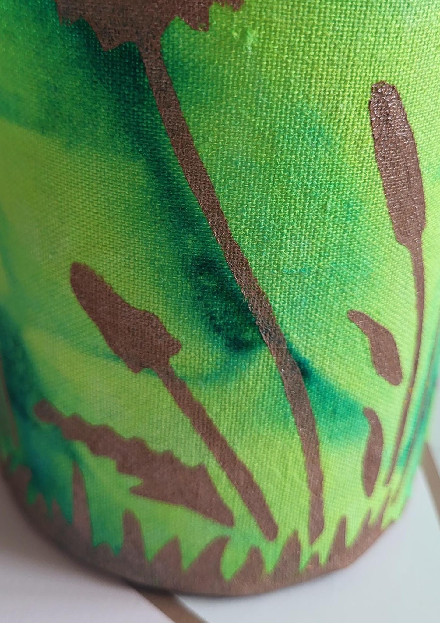 Hand-Dyed Fabric LED Lantern: Dandelion Flower Art Tealight Holder