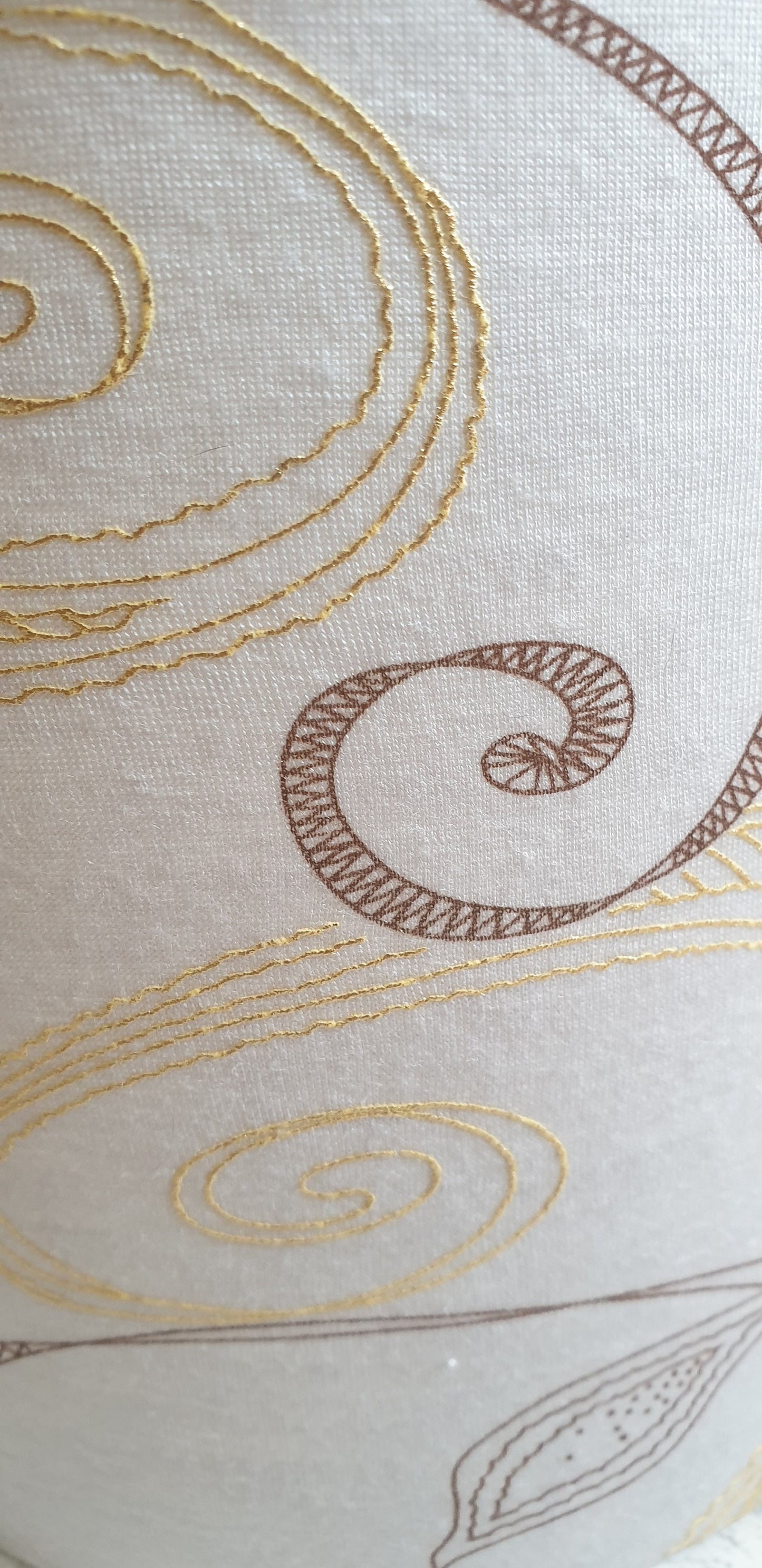 Neutral Paisley Drum Lampshade: Minimalist Table/Pendant Light