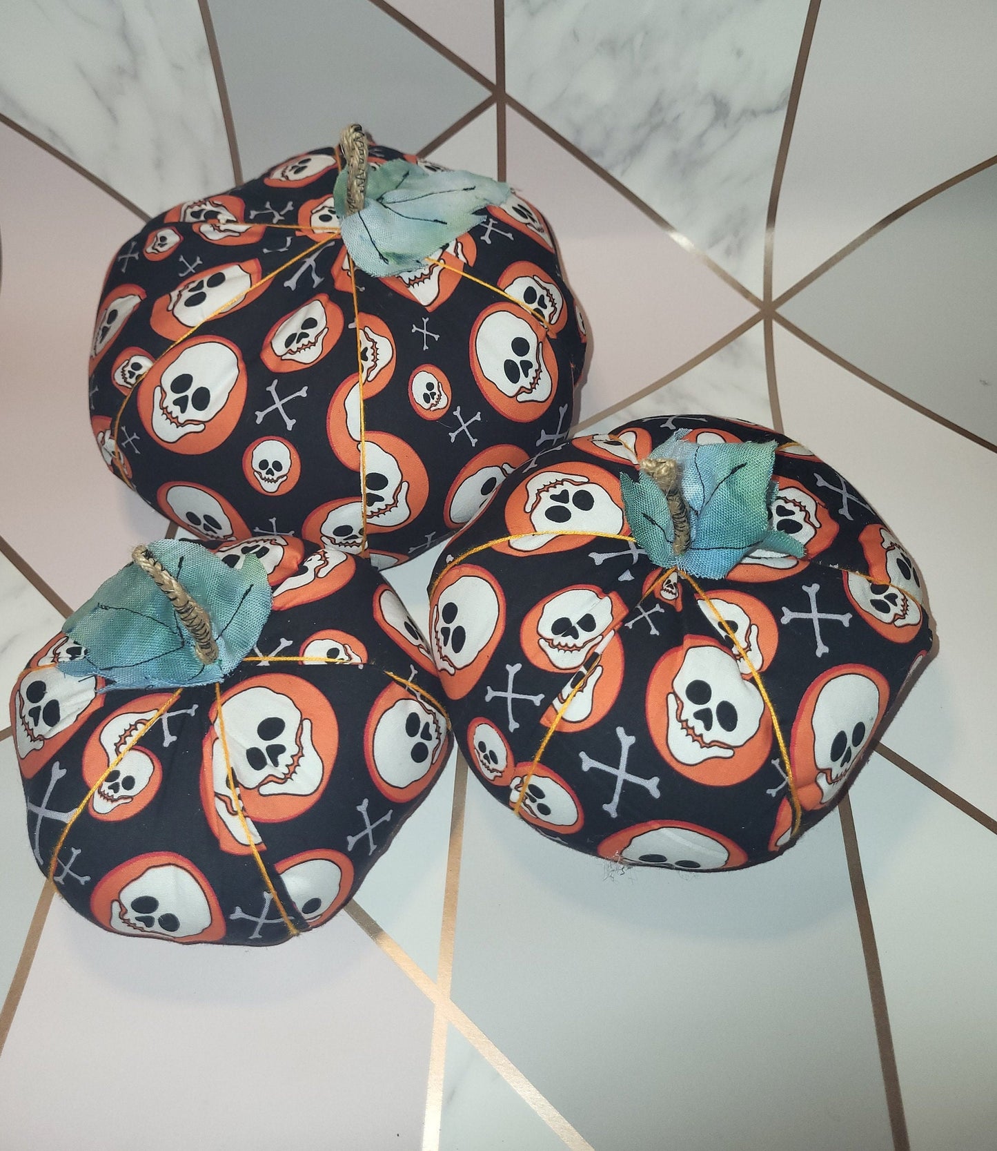 Skull Print Halloween Pumpkins: Spooky Handmade Decor