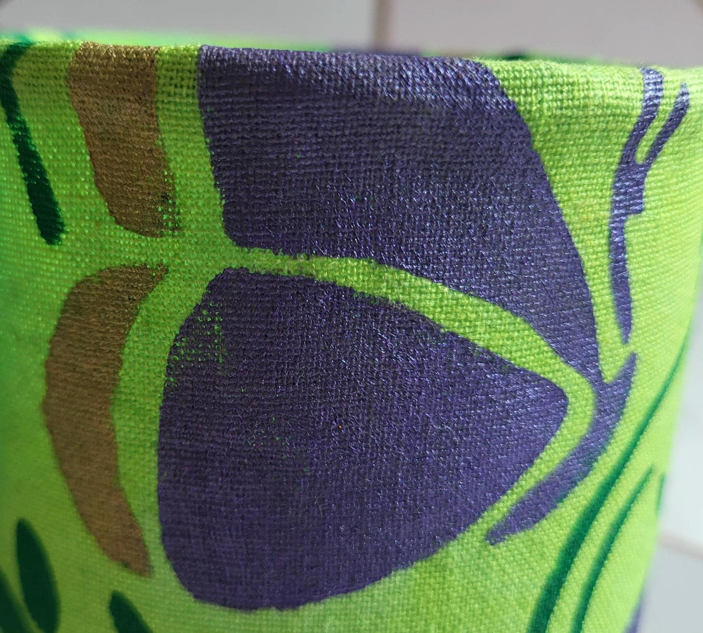 Handdyed Fabric LED Lantern: Teal, Purple, and Green Floral Decor