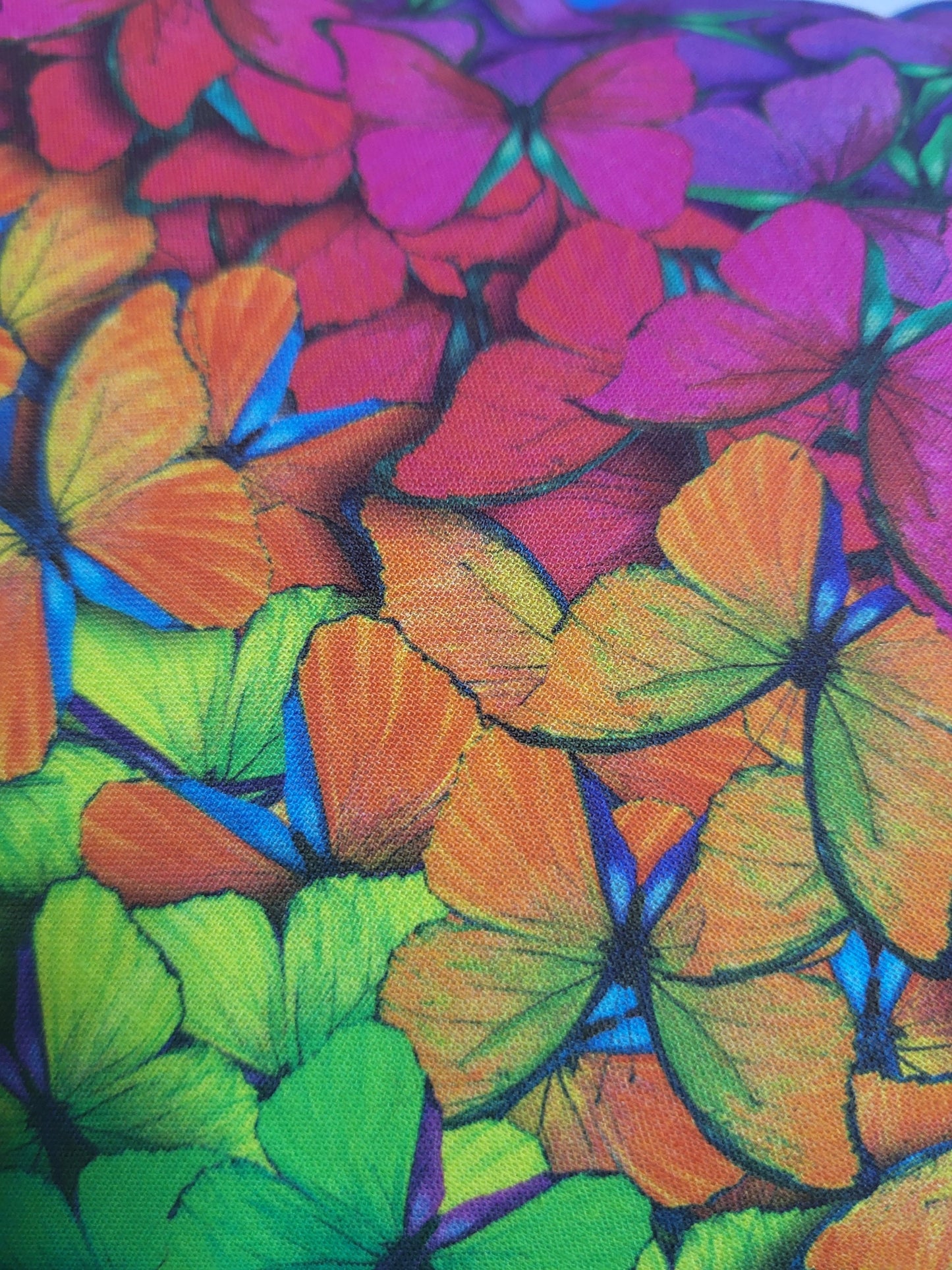 Rainbow Butterfly Print Heart Cushion: Vibrant Girls Room Decor