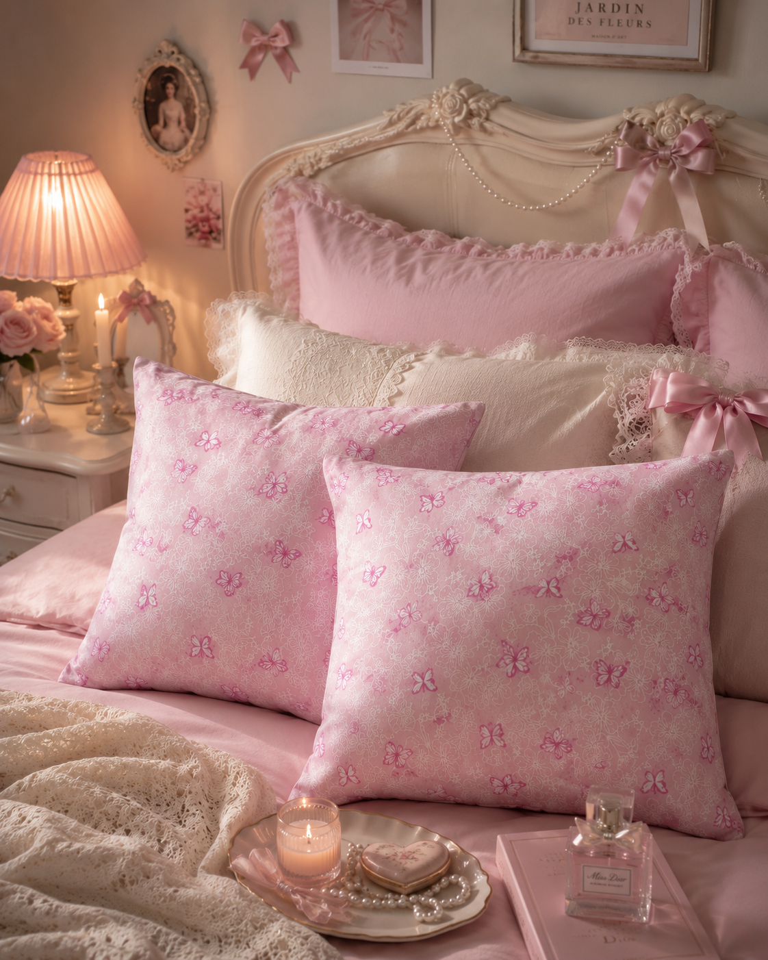 Pink Butterfly Cushions: Girl's Nursery Decor, Summer Accents (Set of 2)