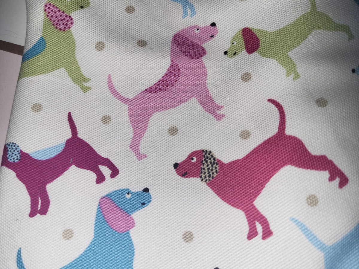 Dog Christmas Stocking: Eco-Friendly Fabric, Sausage Dog Design - KJ Designs