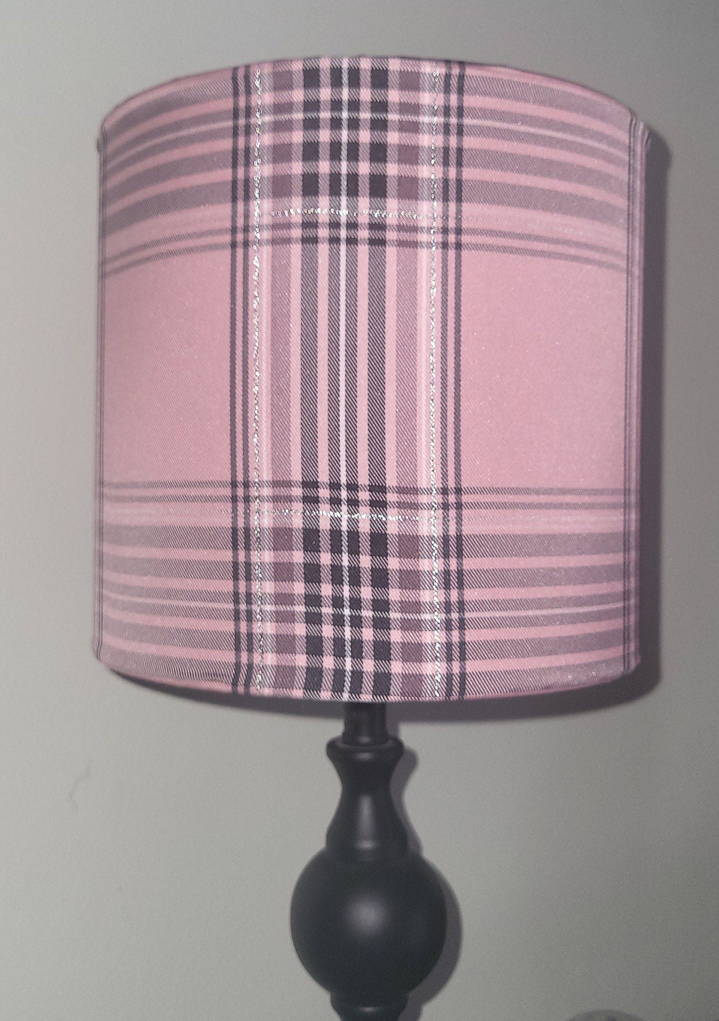 Pink Plaid Lampshade: Tartan Family Room Decor, 20cm