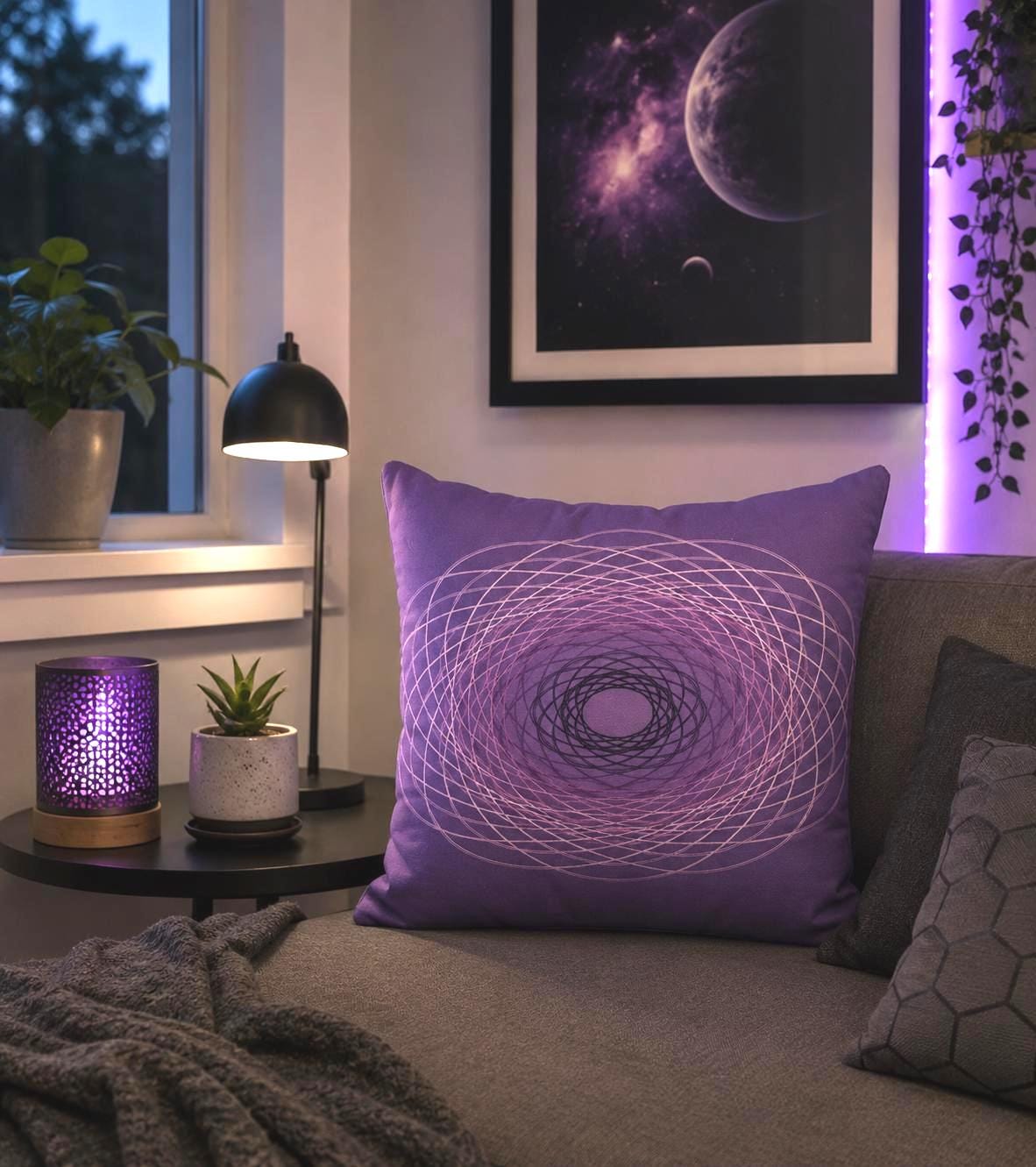Spirograph Print Pillows: Recycled Cotton Scatter Cushions (Set of 2)