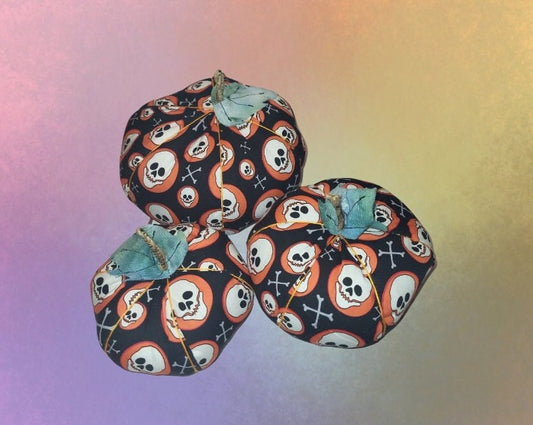 Skull Print Halloween Pumpkins: Spooky Handmade Decor