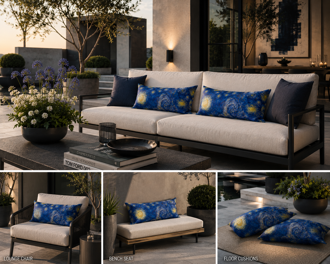 Van Gogh Print Outdoor Cushions: Waterproof Patio Pillows