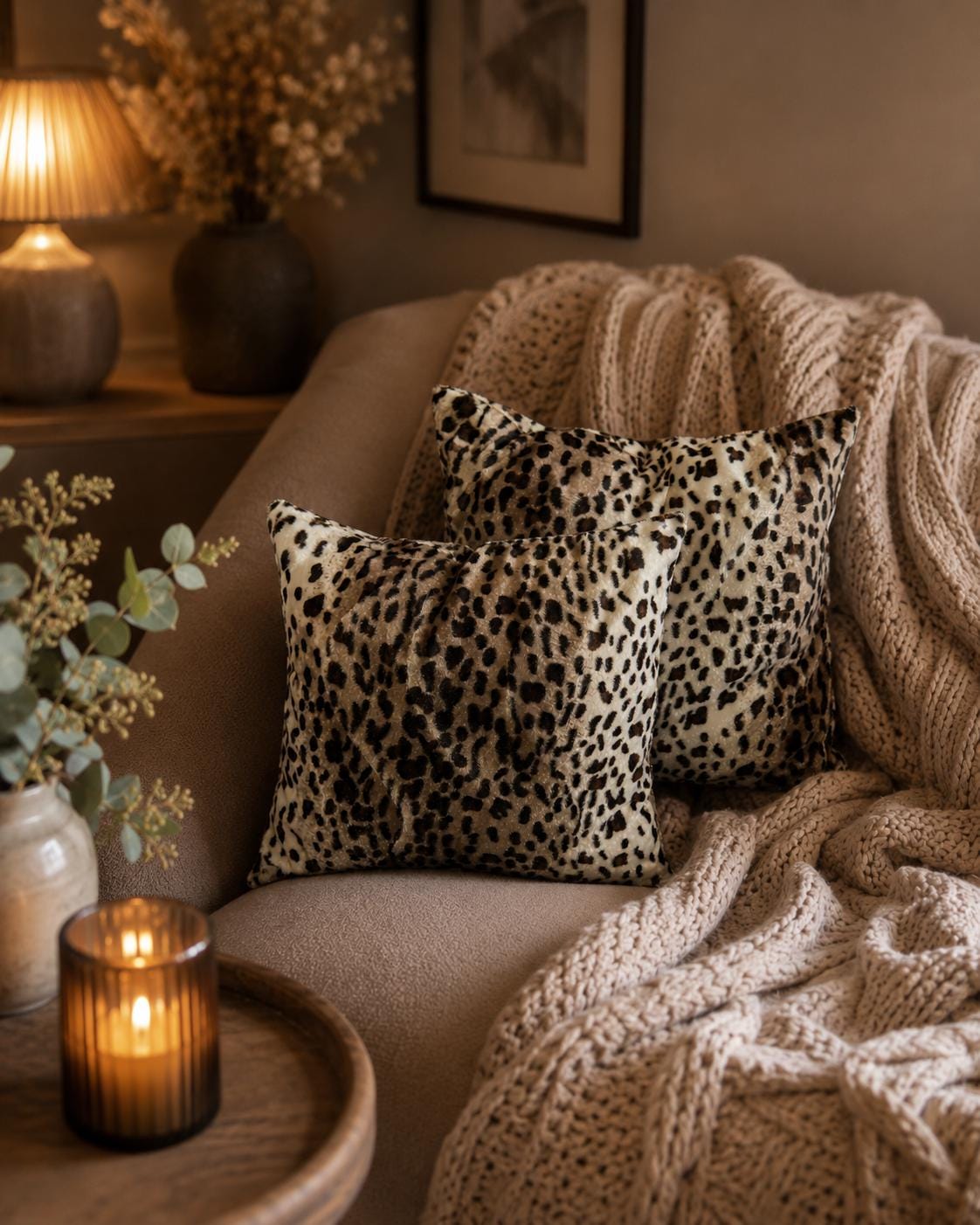 Leopard Print Cushions: Handmade Animal Print Decor, Pair