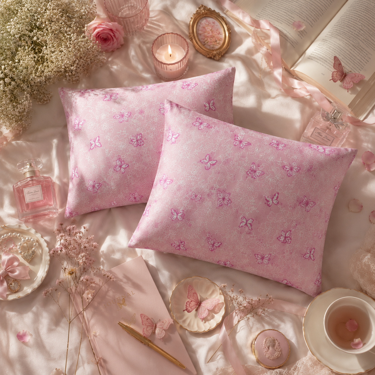 Pink Butterfly Cushions: Girl's Nursery Decor, Summer Accents (Set of 2)