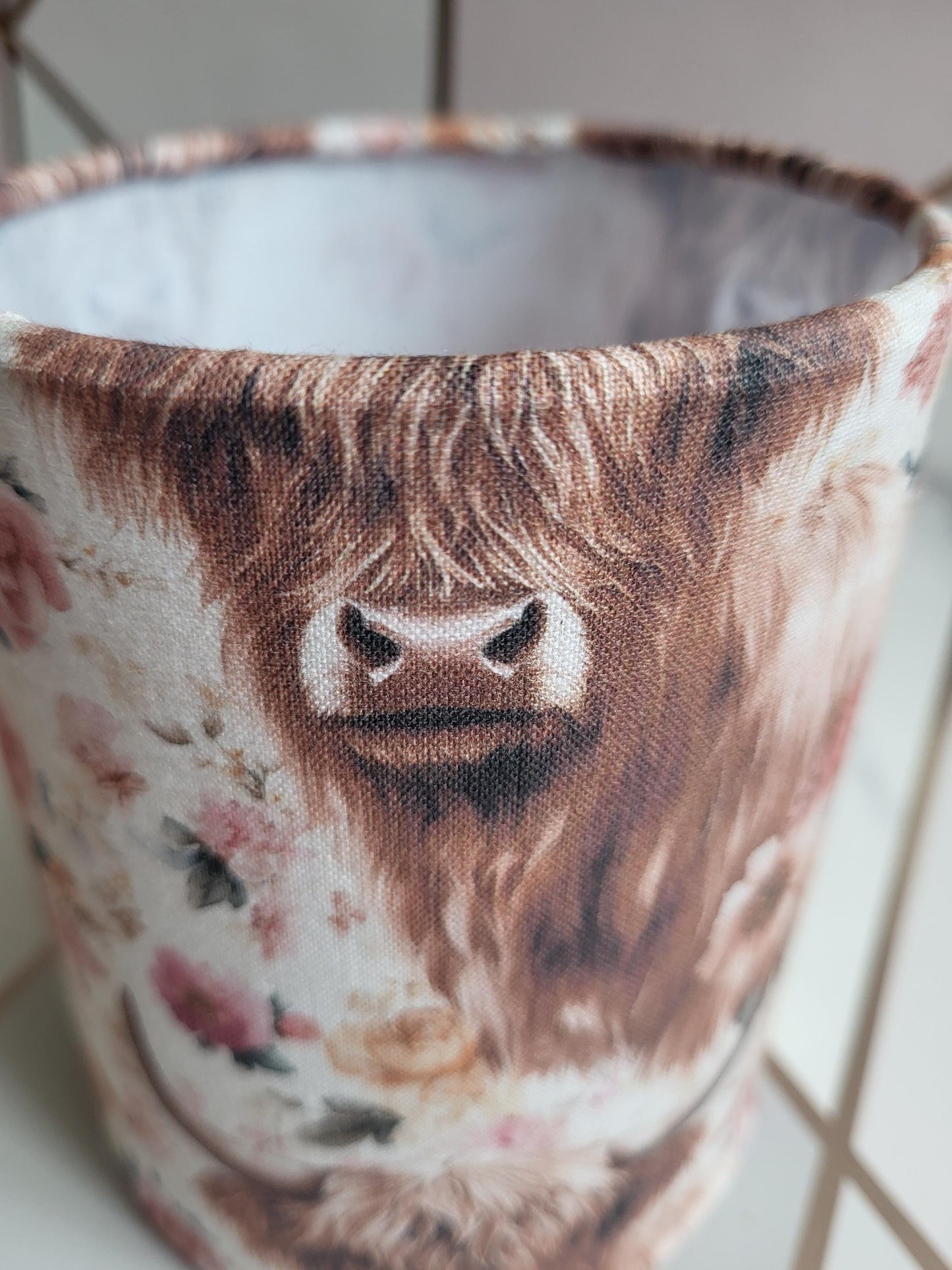 Highland Cow Fabric LED Lantern: Farmhouse Tealight Holder