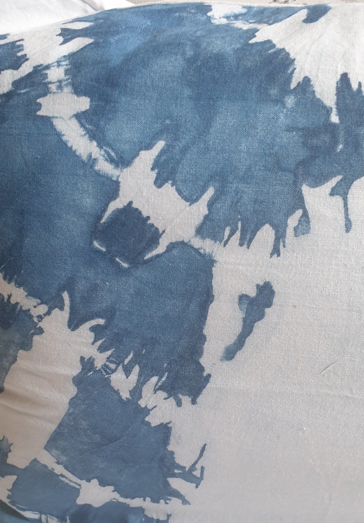Hand-Dyed Indigo Shibori Cushion: Blue & White Cotton Decor