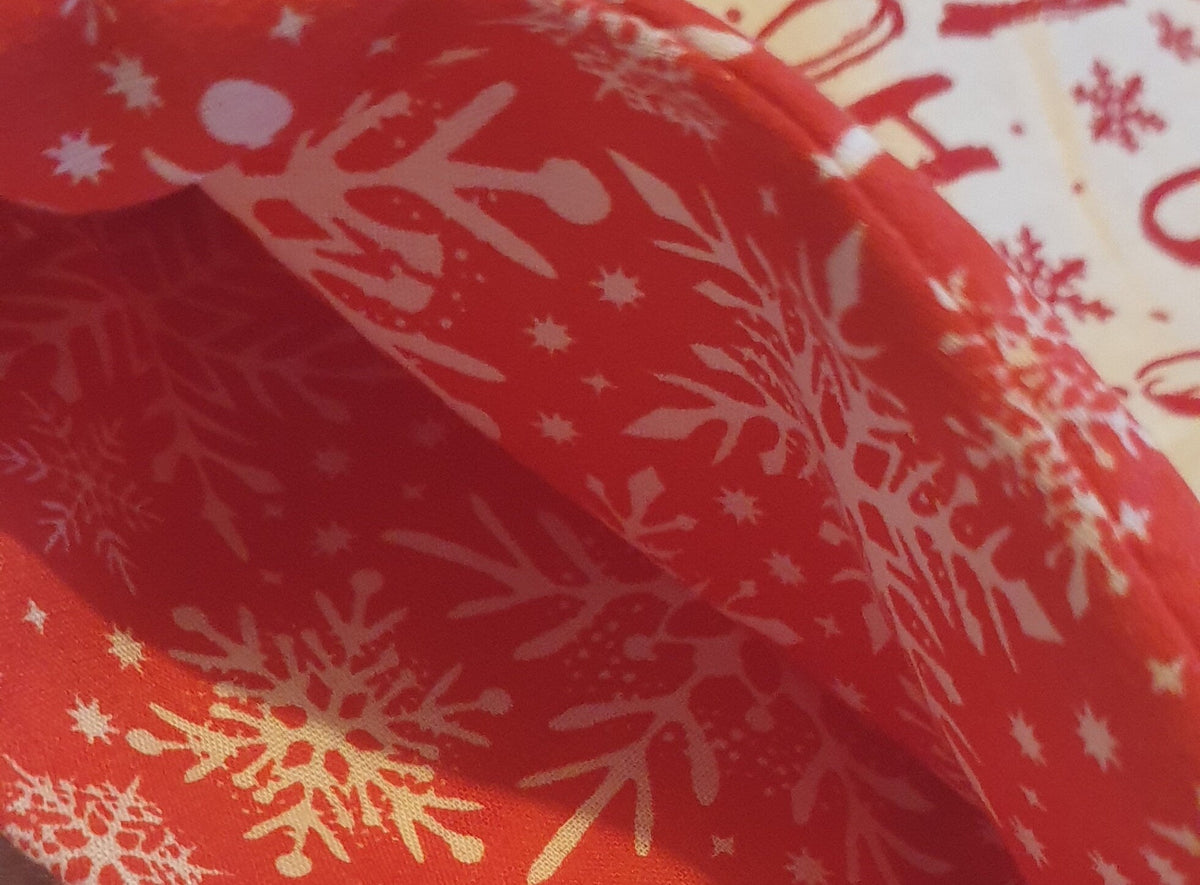 Fabric Christmas Stocking, Red and White Snowflake Decor - KJ Designs