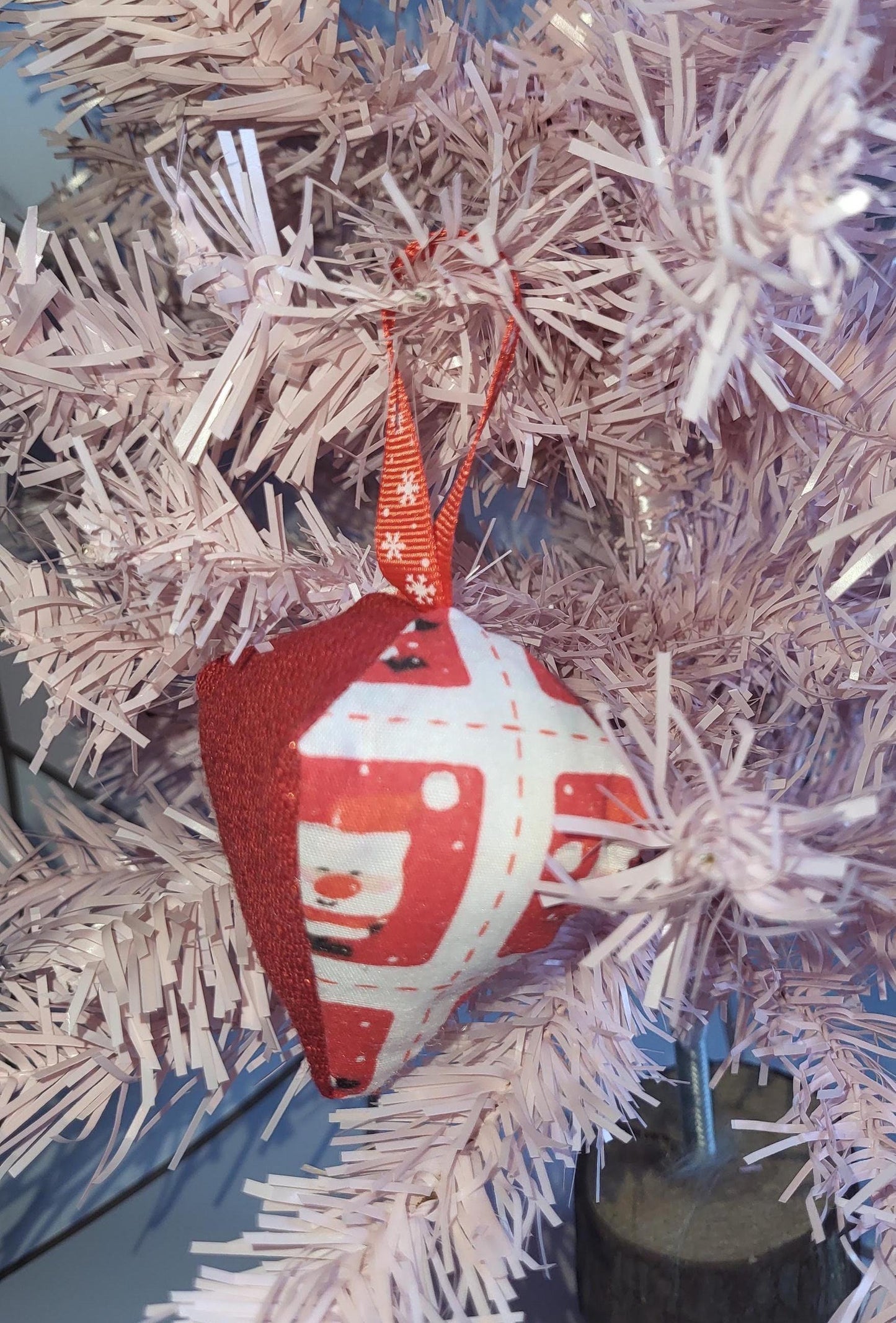 Handmade Santa Fabric Christmas Ornament: Glittery Tree Decoration