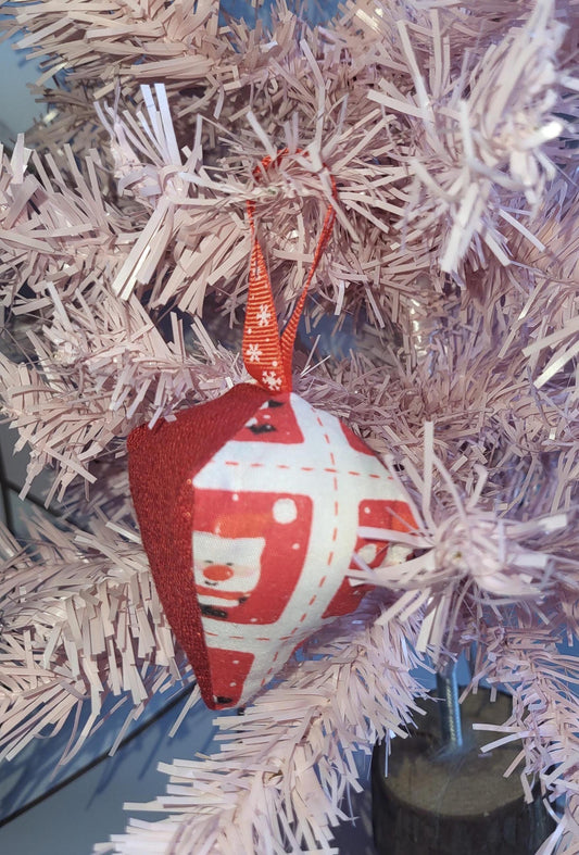 Handmade Santa Fabric Christmas Ornament: Glittery Tree Decoration