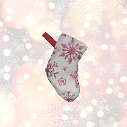Handprinted Metallic Christmas Stocking Ornament: Fabric Tree Decoration