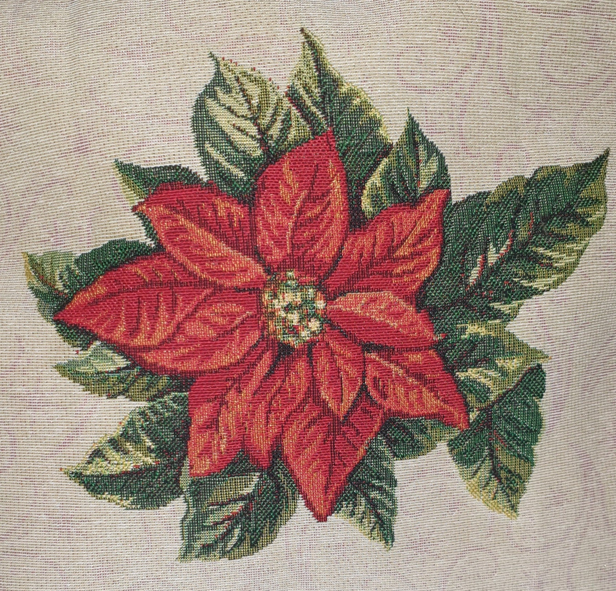 Floral Christmas Cushions: Poinsettia Fabric Pillow Pair - KJ Designs