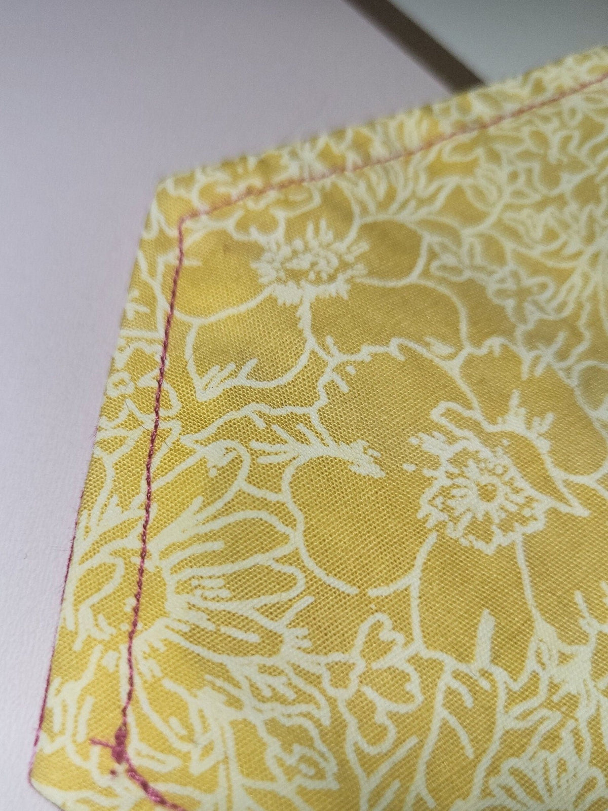 Floral Fabric Coasters: Set of 4 Hexagonal, Yellow & Pink - KJ Designs