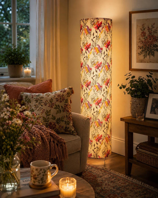 Floral Fabric Floor Lampshade: Whimsical Home Decor (72cm Tall) - KJ Designs
