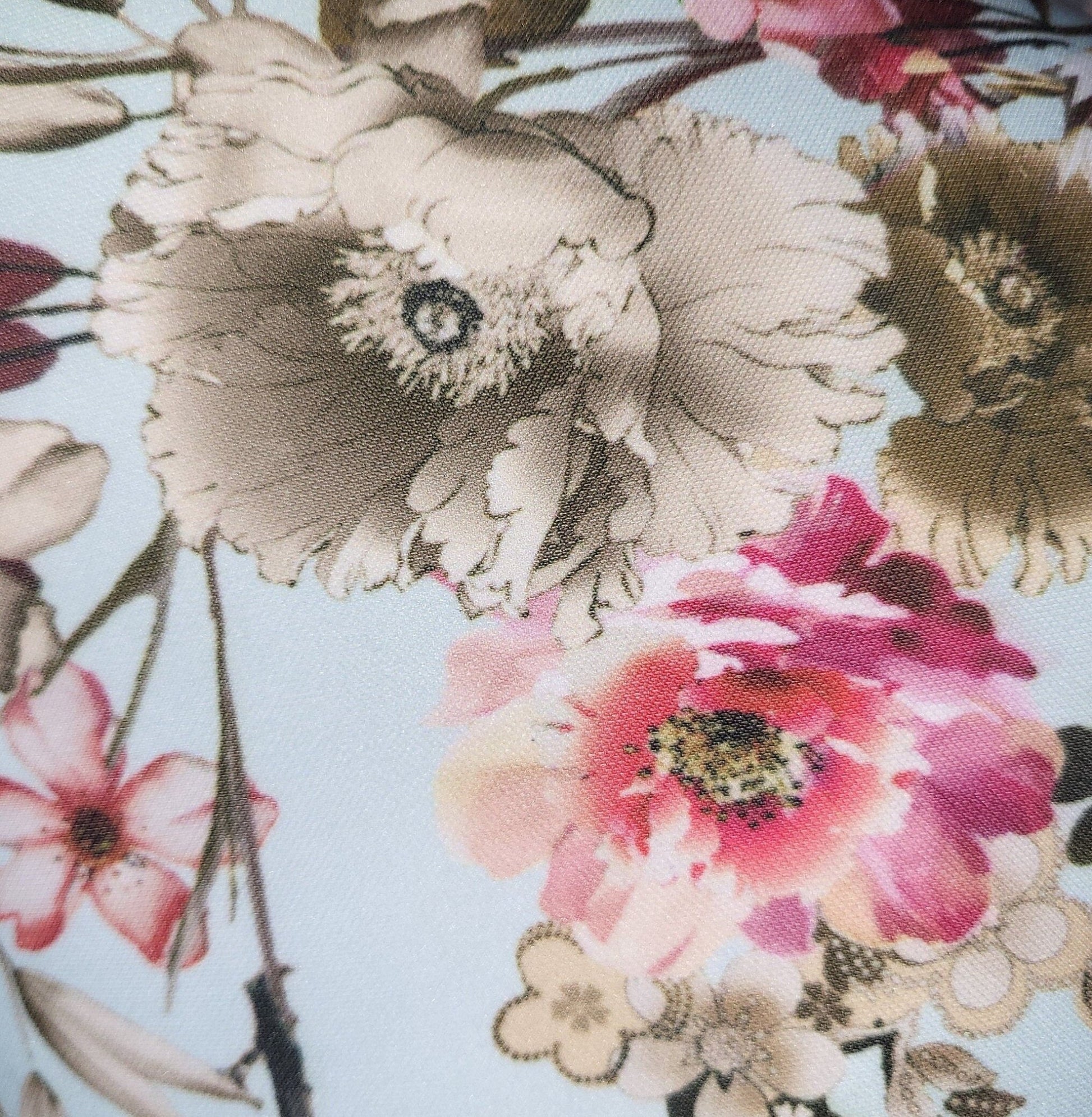 Floral Heart Pillow: Spring Decor, Pale Green Flower Print - KJ Designs