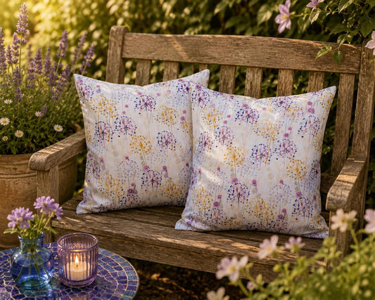 Floral Outdoor Cushions: Water-Resistant Garden Decor (30cm) - KJ Designs