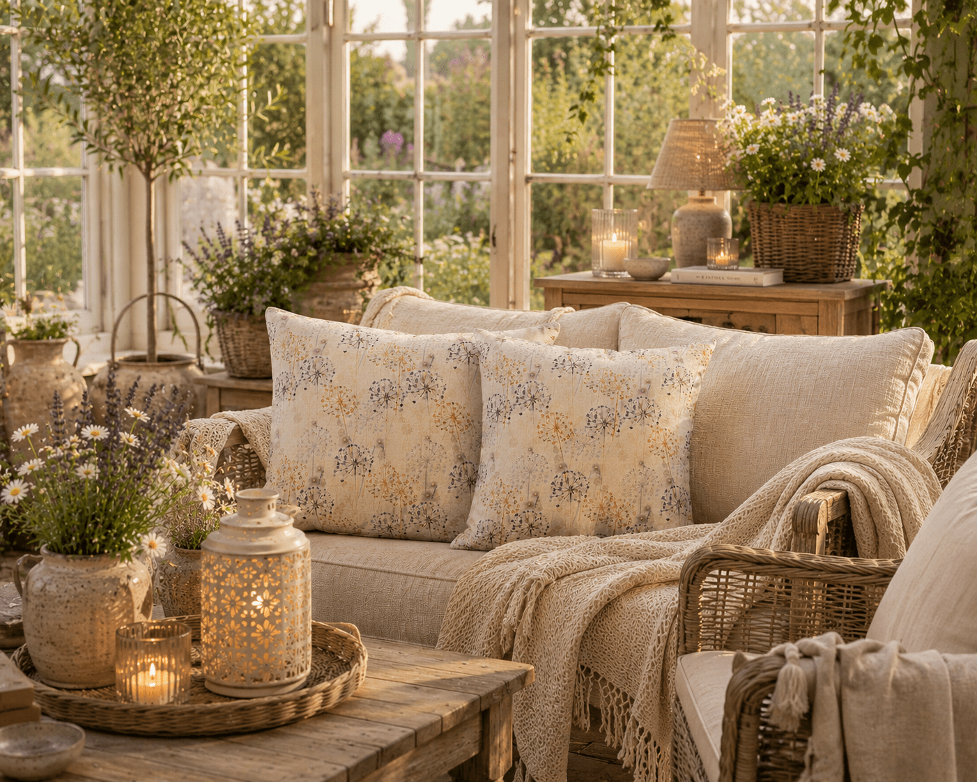 Floral Outdoor Cushions: Water-Resistant Garden Decor (30cm) - KJ Designs