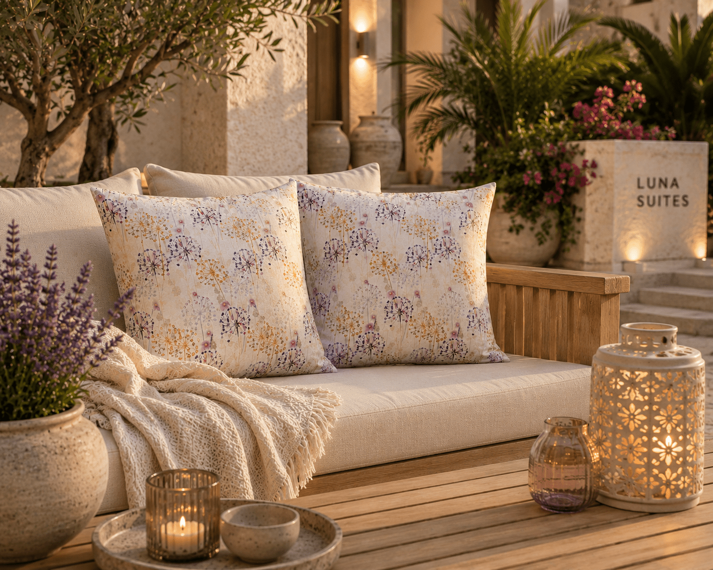 Floral Outdoor Cushions: Water-Resistant Garden Decor (30cm) - KJ Designs