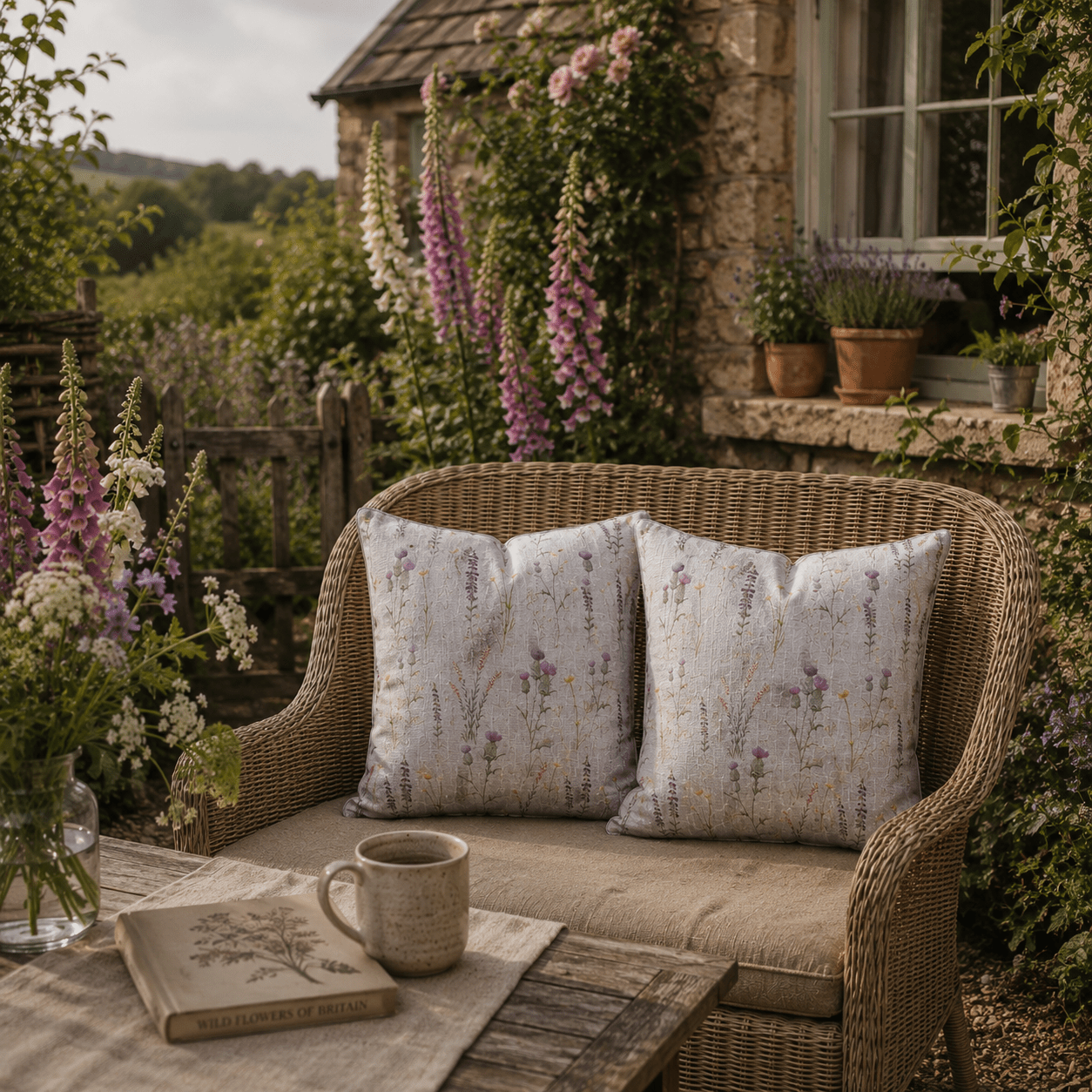 Floral Outdoor Cushions: Water Resistant Patio Pillows, Set of 2 - KJ Designs