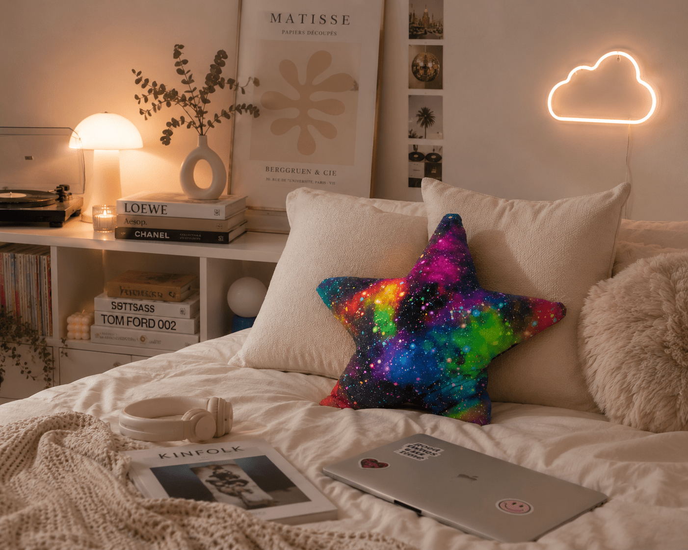 Galaxy Star Cushion: Vibrant Space Decor Pillow - KJ Designs