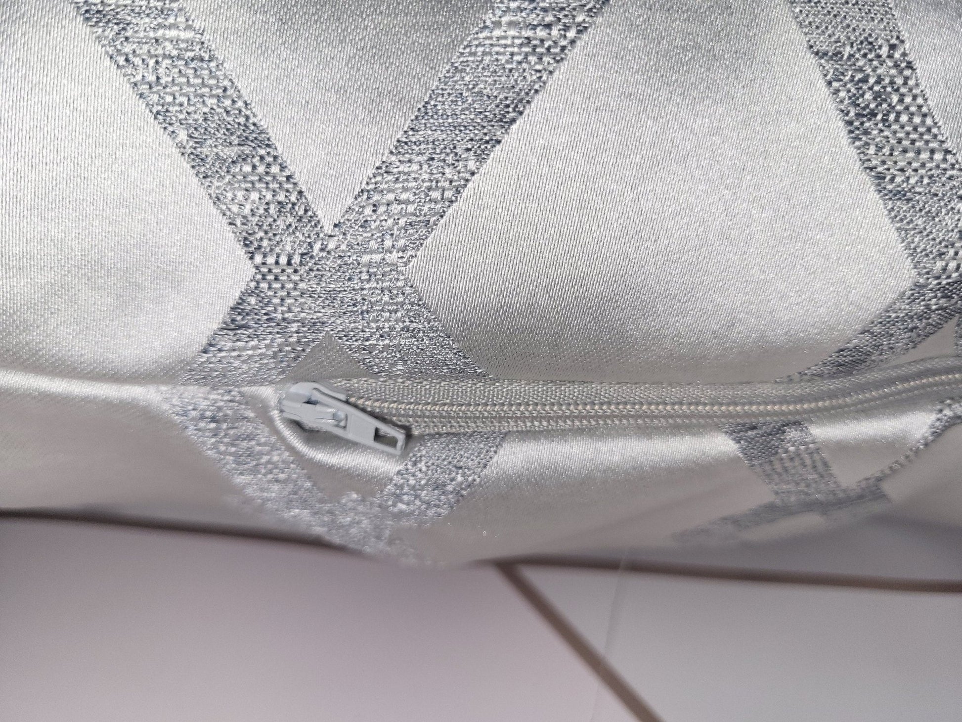 Geometric Silver Grey Cushions: Minimalist Home Decor, Rectangle Pillow Pair - KJ Designs