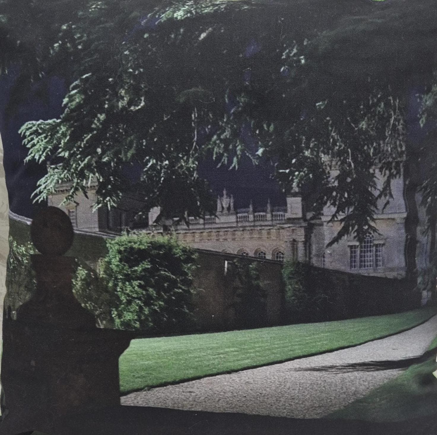 Grimsthorpe Castle Cushion Cover | Heritage Style, Hand-Dyed Backing (30x30cm) - KJ Designs