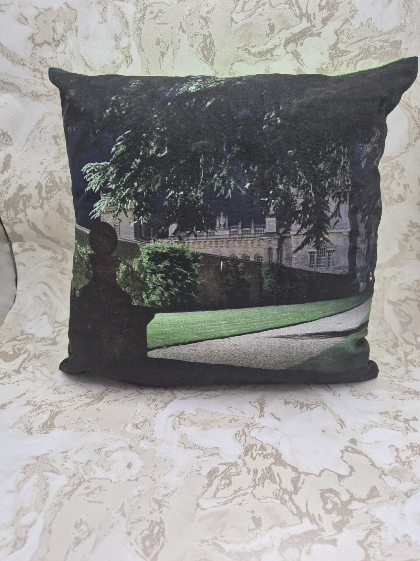 Grimsthorpe Castle Cushion Cover | Heritage Style, Hand-Dyed Backing (30x30cm) - KJ Designs
