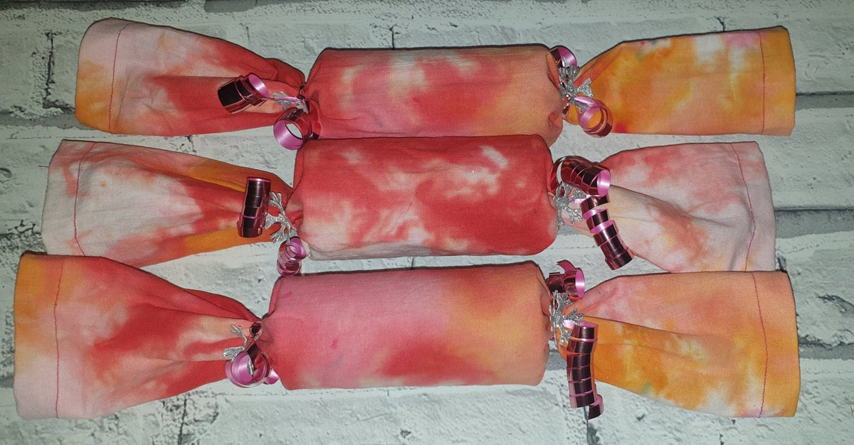 Hand-Dyed Fabric Christmas Crackers: Eco-Friendly Holiday Decor (Set of Three) - KJ Designs
