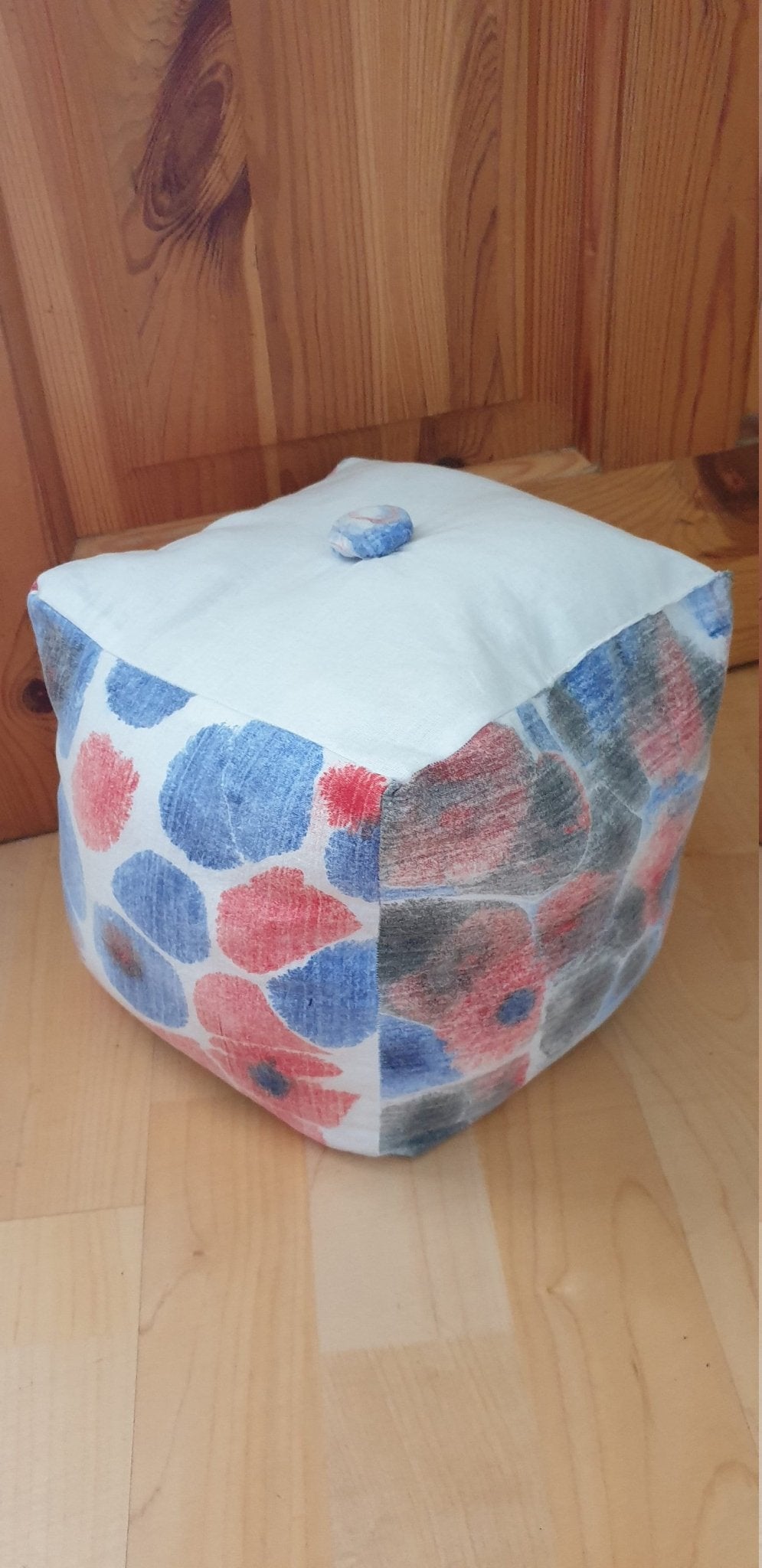 Hand-Dyed Marbled Fabric Door Stop: Red & Blue Cotton Home Decor - KJ Designs