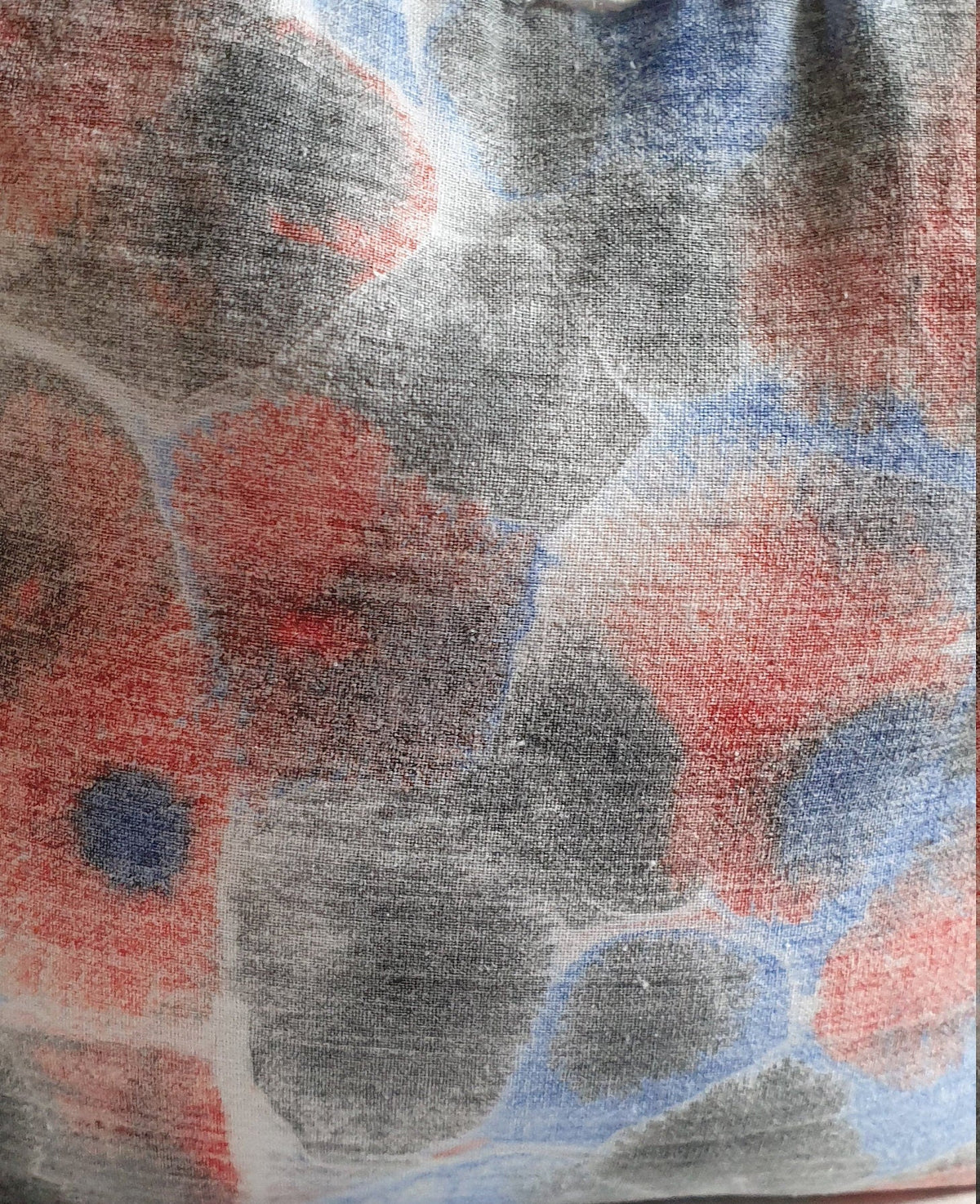 Hand-Dyed Marbled Fabric Door Stop: Red & Blue Cotton Home Decor - KJ Designs
