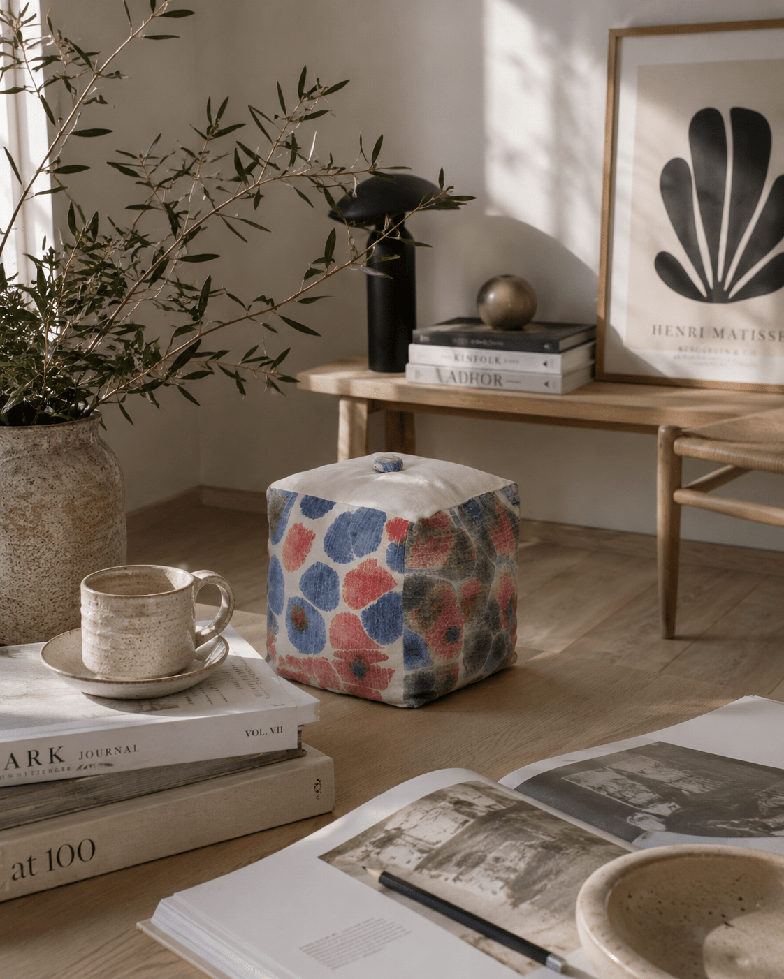 Hand-Dyed Marbled Fabric Door Stop: Red & Blue Cotton Home Decor - KJ Designs