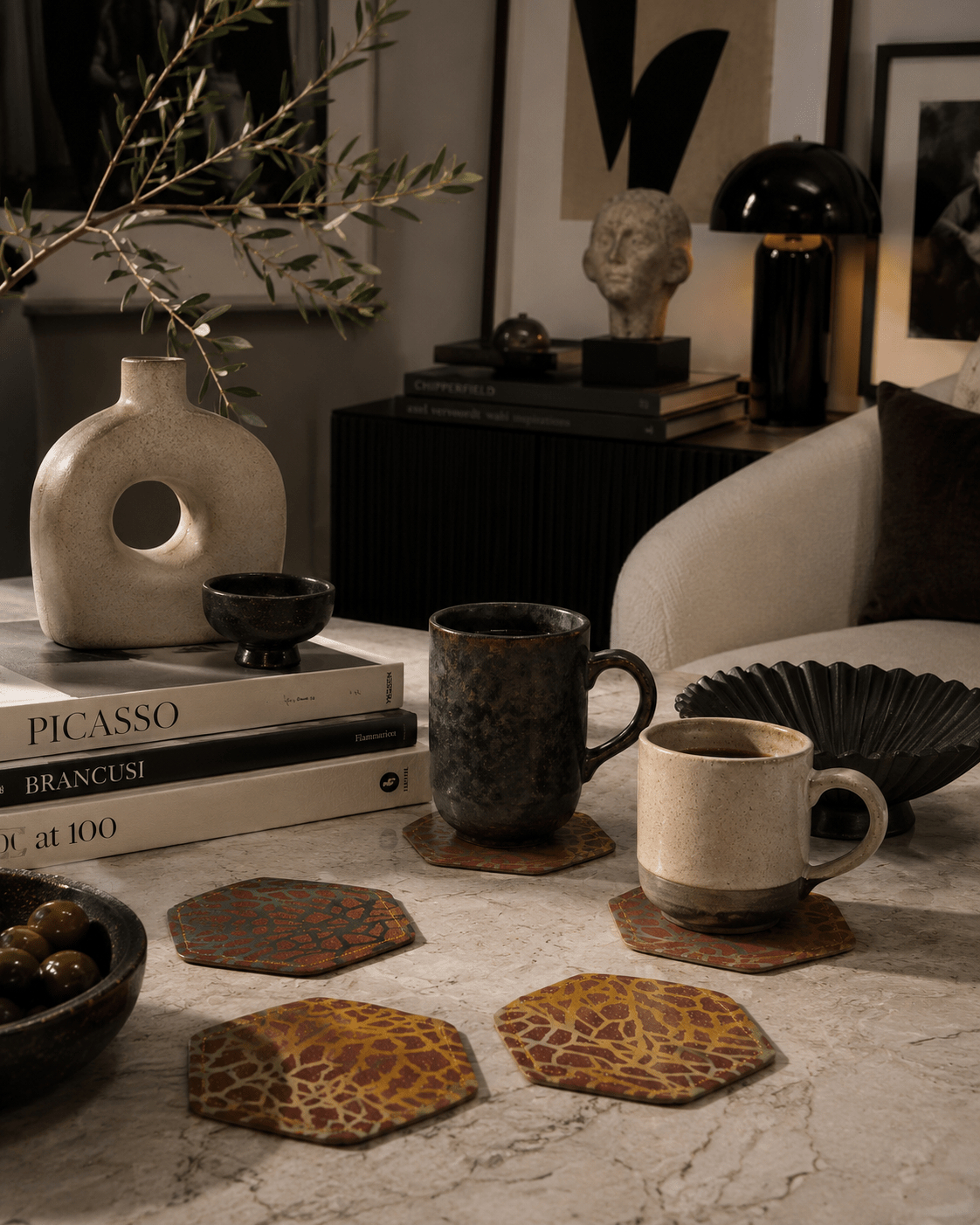 Hand-Printed Coaster Set: Eco-Friendly Home Decor - KJ Designs