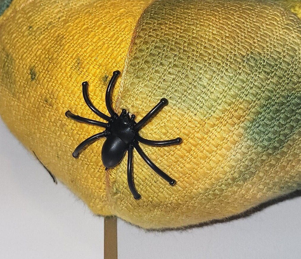 Handmade Halloween Fabric Pumpkins with Spiders: Spooky Season Decor - KJ Designs