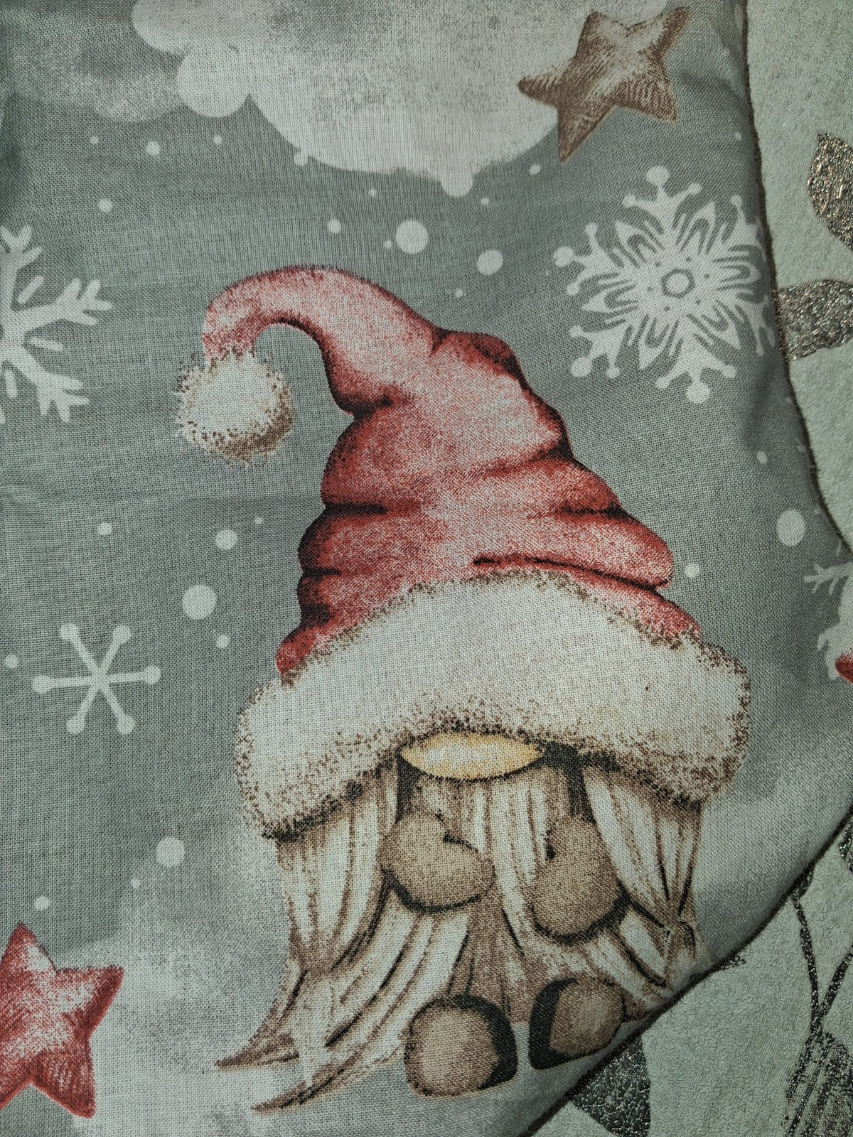 Handmade Nordic Christmas Gnome Stocking – Grey & Red - KJ Designs