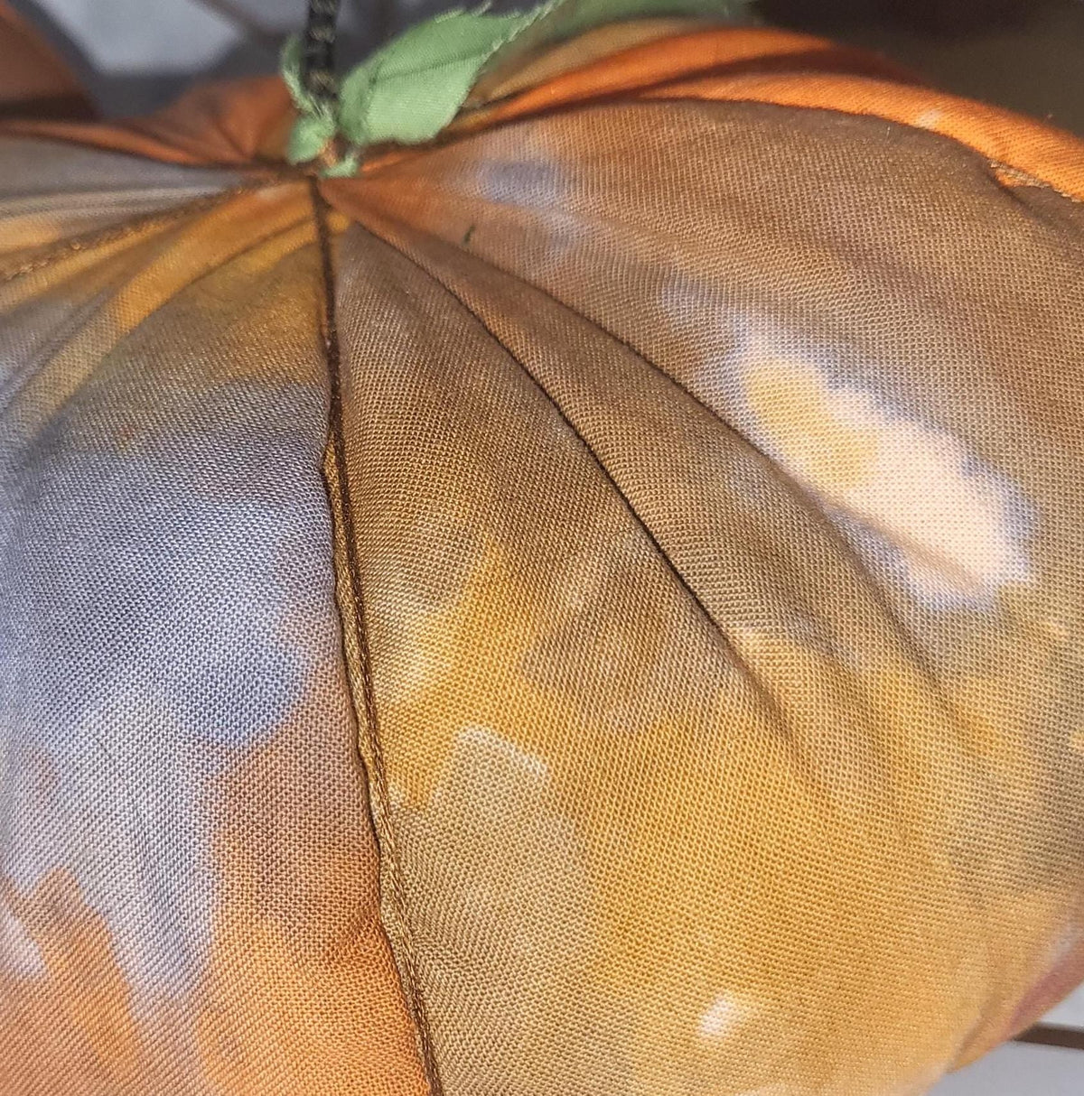 Handmade Orange Fabric Pumpkins: Halloween Spooky Decor (Set of 2) - KJ Designs