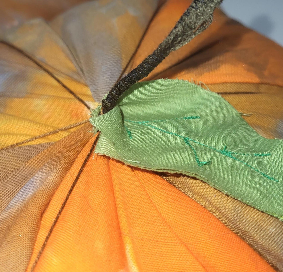 Handmade Orange Fabric Pumpkins: Halloween Spooky Decor (Set of 2) - KJ Designs